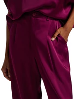 Relaxed Pleated Satin Pants