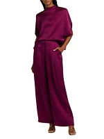 Relaxed Pleated Satin Pants