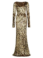 Leopard Velvet Boatneck Gown