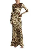 Leopard Velvet Boatneck Gown