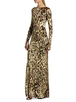 Leopard Velvet Boatneck Gown