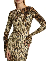 Leopard Velvet Boatneck Gown