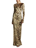 Leopard Velvet Boatneck Gown