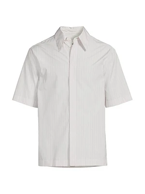 Striped Cotton Button-Front Short-Sleeve Shirt