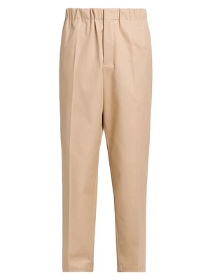 Cotton Elasticized Straight-Leg Trousers