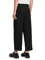Wool Straight-Leg Crop Trousers