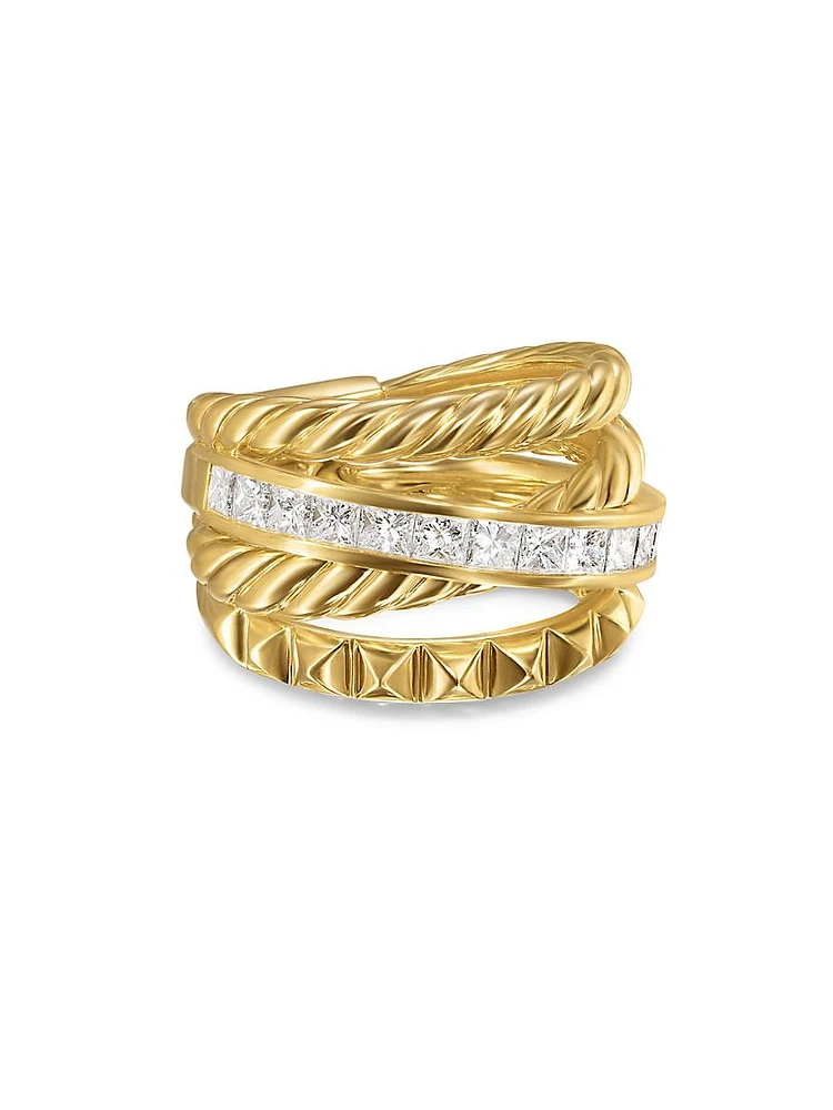 Crossover Trio Four Row Ring 18K Yellow Gold