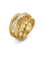 Crossover Trio Four Row Ring 18K Yellow Gold