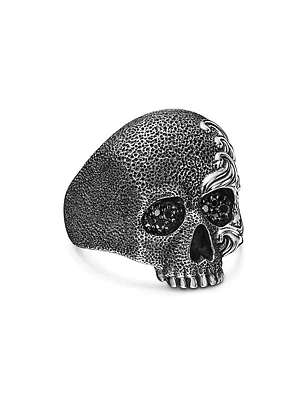 Waves Skull Ring in Sterling Silver, 24MM