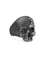 Waves Skull Ring in Sterling Silver, 24MM