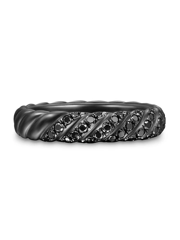 Sculpted Cable Band Ring Black Titanium