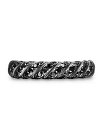 Sculpted Cable Band Ring Black Titanium