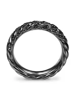 Sculpted Cable Band Ring Black Titanium