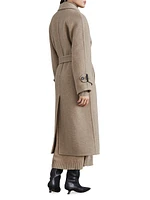 Hand Crafted Virgin Wool and Cashmere Double Chevron Cloth Trench Coat