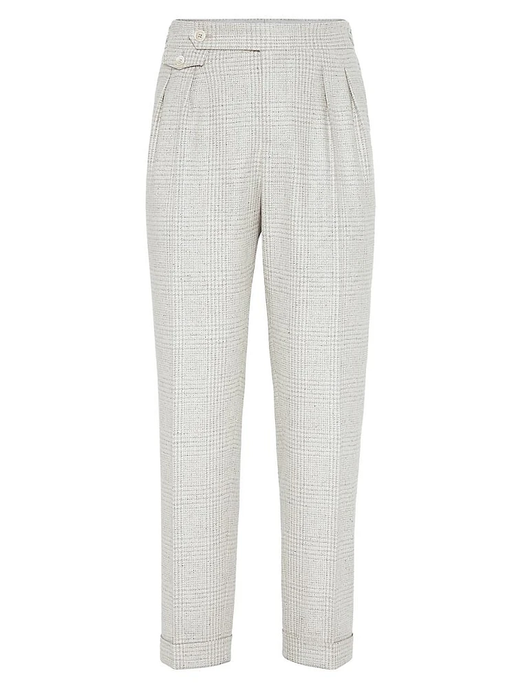 Prince of Wales Leisure Fit Trousers with Pleats