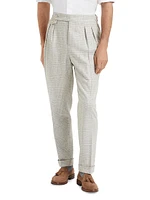 Prince of Wales Leisure Fit Trousers with Pleats