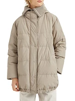 Water Resistant Techno Cotton Hooded Down Jacket