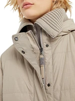 Water Resistant Techno Cotton Hooded Down Jacket