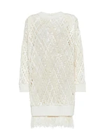 Dazzling Mesh Embroidery Dress Cashmere, Mohair And Alpaca With Detachable Feather Insert