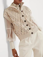 Dazzling Mesh Embroidery Gilet