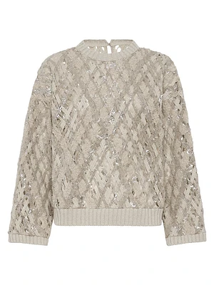 Dazzling Mesh Embroidery Sweater Cashmere, Mohair and Alpaca