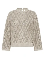 Dazzling Mesh Embroidery Sweater Cashmere, Mohair and Alpaca