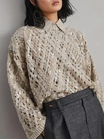 Dazzling Mesh Embroidery Sweater Cashmere, Mohair and Alpaca