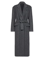 Hand Crafted Virgin Wool and Cashmere Double Chevron Cloth Coat