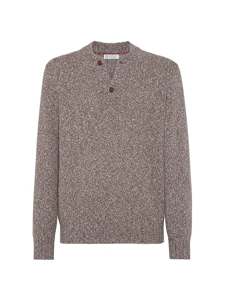 Flecked Soft Virgin Wool and Cashmere Sweater