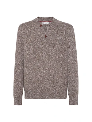 Flecked Soft Virgin Wool and Cashmere Sweater