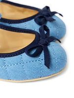 Little Girl's & Girl's Quilted Denim Ballet Flats