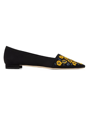 Safiye Embroidered Silk Flats