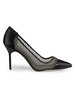 Capcour 90MM Leather & Mesh Pumps