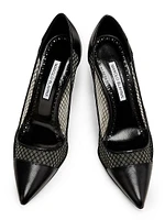 Capcour 90MM Leather & Mesh Pumps