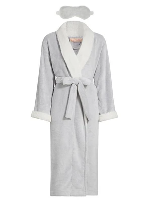 Plush Sherpa Robe & Sleep Mask Set