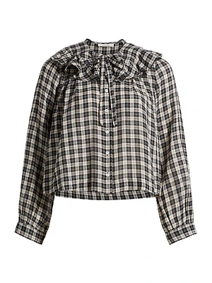 Joelle Plaid Organic-Cotton Long-Sleeve Shirt