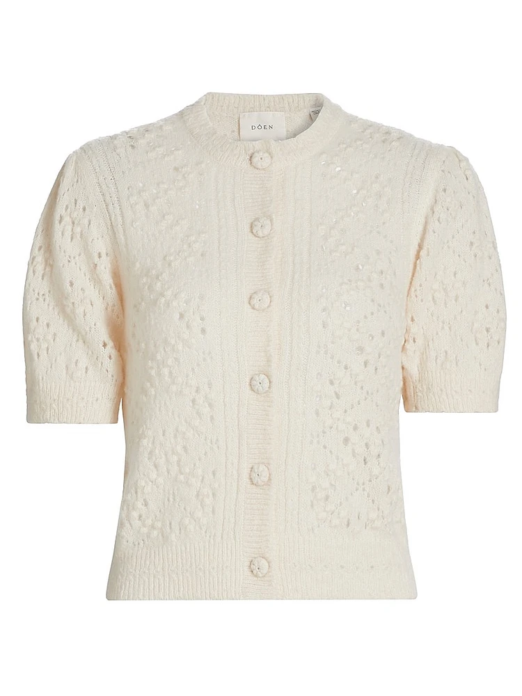 Mirabelle Alpaca-Blend Short-Sleeve Cardigan