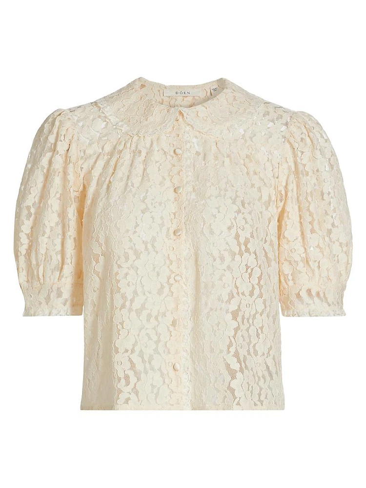 Lenore Lace Short-Sleeve Blouse