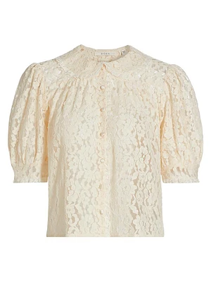 Lenore Lace Short-Sleeve Blouse