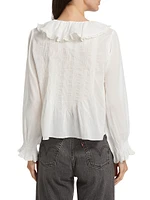 Hardy Pintuck Cotton Shawl-Collar Blouse