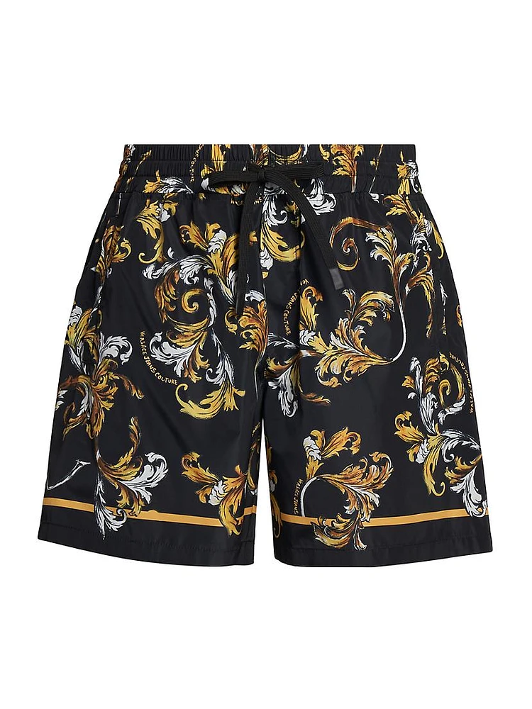 Baroque Leaf Motif Shorts