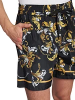 Baroque Leaf Motif Shorts
