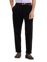 Corduroy Leisure Fit Trousers with Pleats