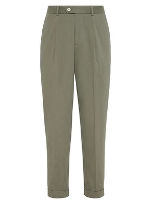 Gabardine Leisure Fit Trousers with Pleat