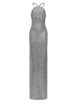 Yeva Embellished Halterneck Gown