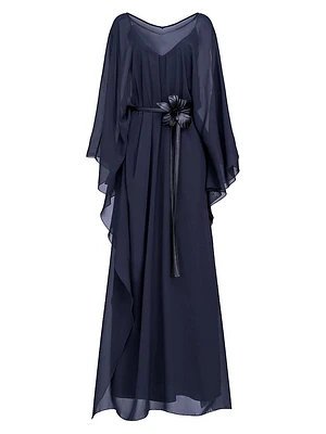 May Chiffon Belted Caftan Dress