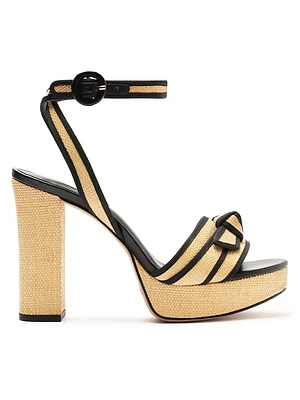 Raffia & Grossgrain Platform Sandals