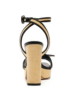 Raffia & Grossgrain Platform Sandals