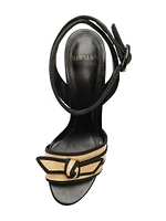 Raffia & Grossgrain Platform Sandals
