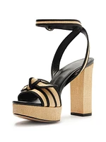 Raffia & Grossgrain Platform Sandals